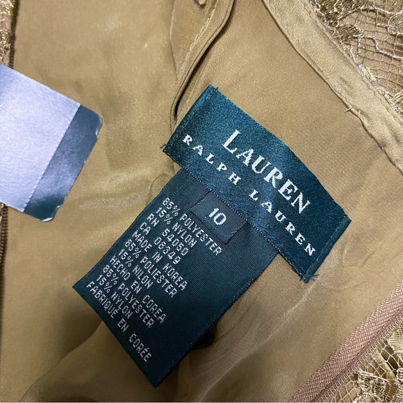 Ralph Lauren Spaghetti Strap Vintage Gold Lace Mini Dress New With Tags Size 10 - Picture 5 of 6